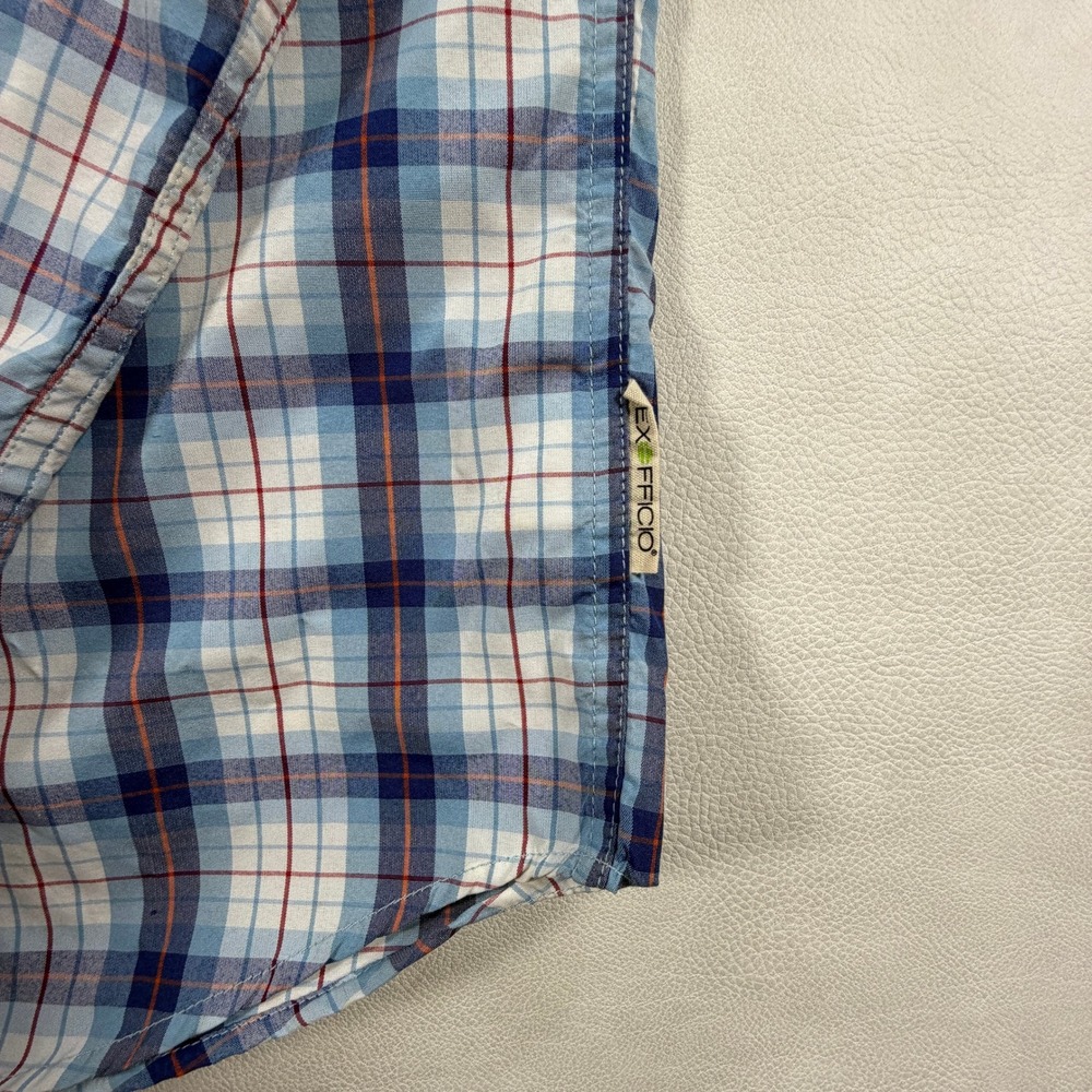 ExOfficio Insect Shield Mens Small Blue Plaid Long Sleeve Button Down Shirt - Picture 8 of 11